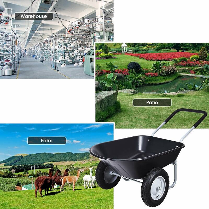 Costway 2 Tire Wheelbarrow Cart Heavy-duty Dolly Utility Cart