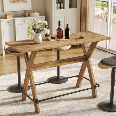 63" Solid Wood Bar Cocktail Coffee Pub Table