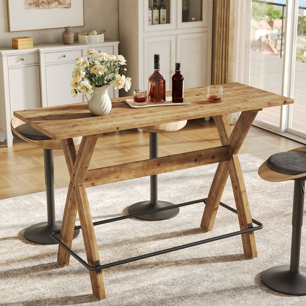 63" Solid Wood Bar Cocktail Coffee Pub Table