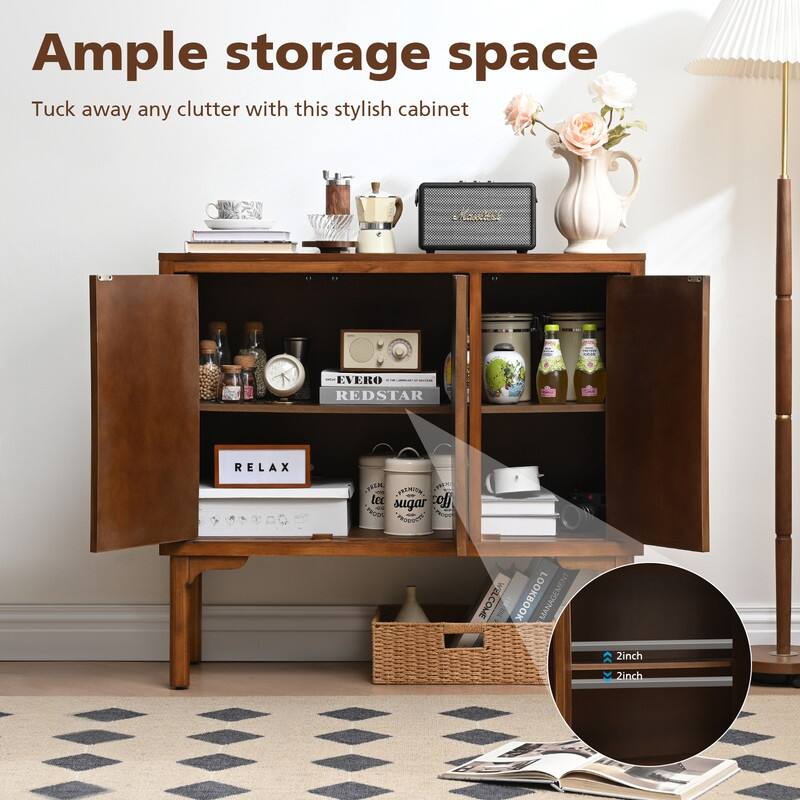 Mid-Century Modern Sideboard with Wave Doors - 39 in.