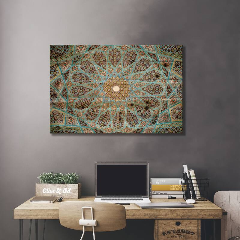 Tomb of Hafez Mosaic Print On Wood by Unknown Artist - Multi-Color