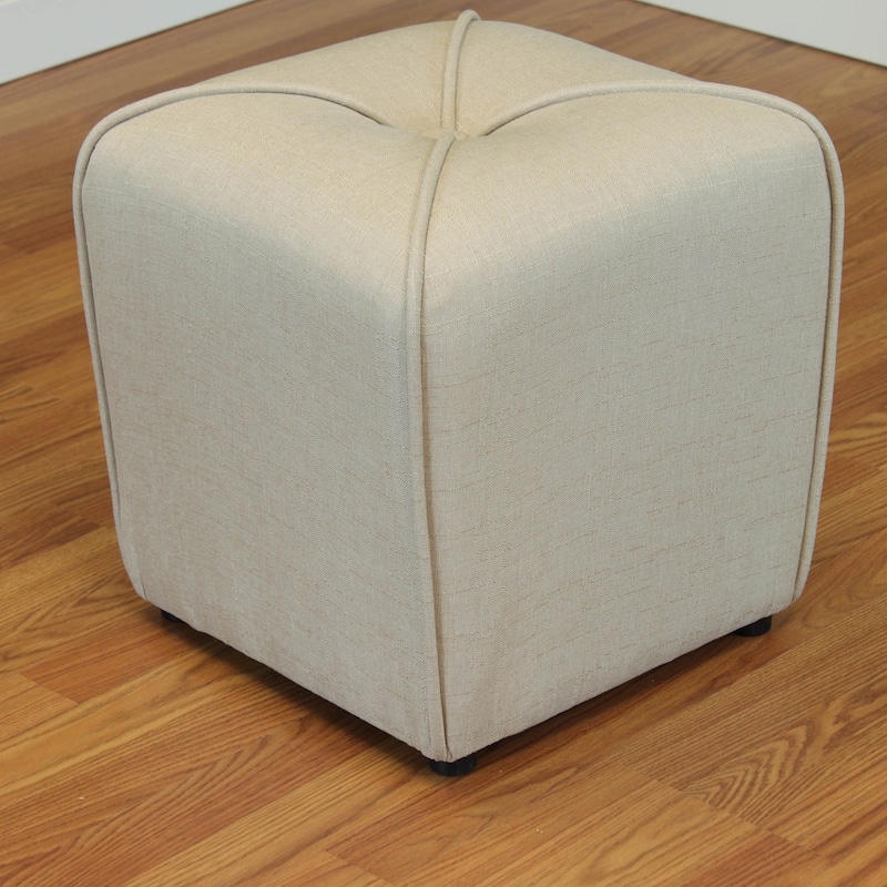 Sopri Upholstered Cube Modern Ottoman - Ivory