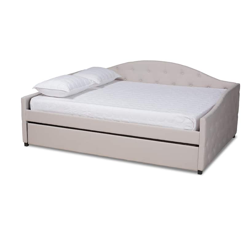 Becker Modern and Contemporary Transitional Daybed with Trundle - Beige - Full