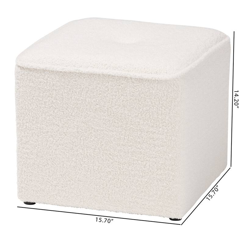 Isaiah Modern and Contemporary Ivory Boucle Upholstered Ottoman