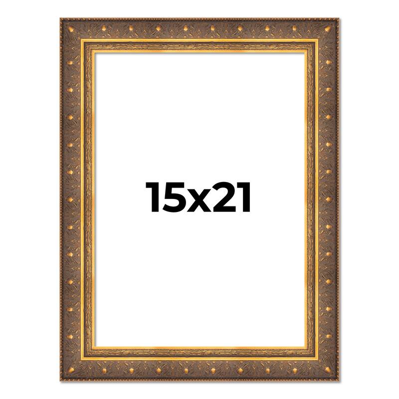 15x21 Frame Vintage Gold Solid Wood Picture Frame | 2.5 Inch Moulding