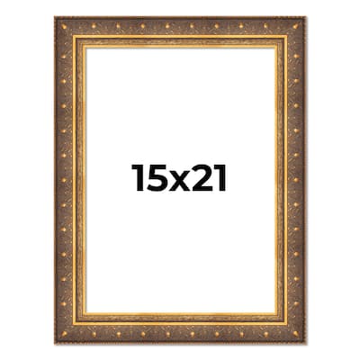 15x21 Frame Vintage Gold Solid Wood Picture Frame | 2.5 Inch Moulding