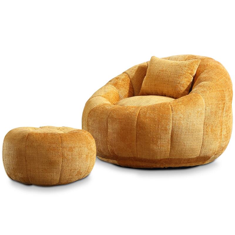 Bean Bag Chairs With Ottoman for Living Room - Yellow