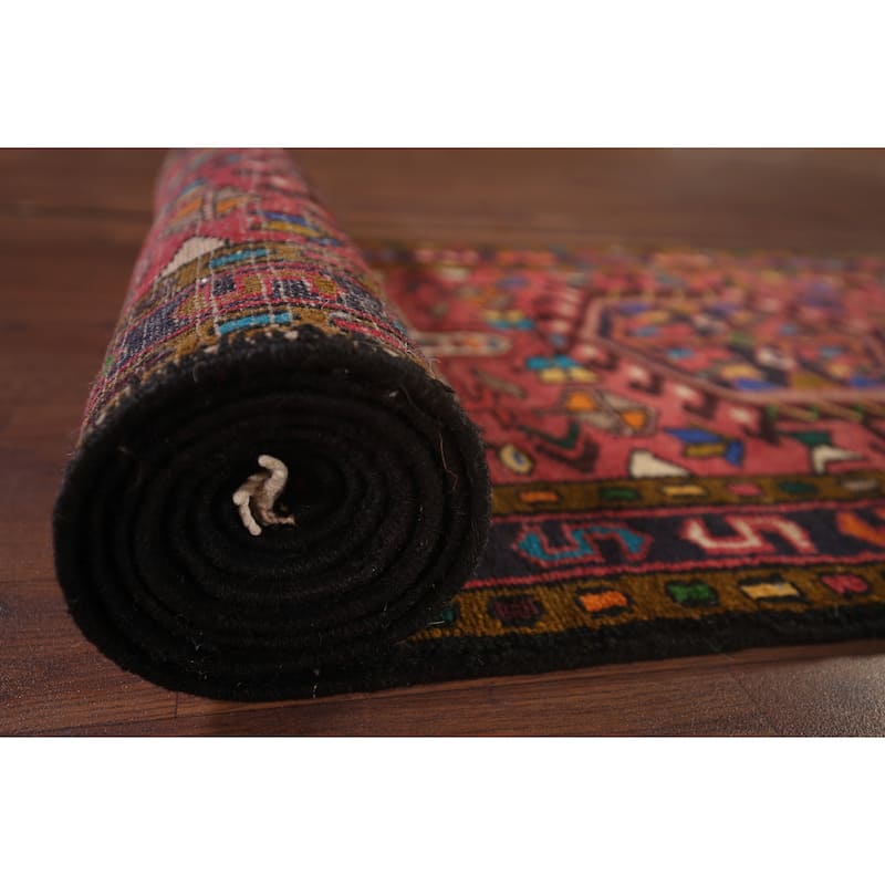 Tribal Gharajeh Persian Runner Rug Handmade Red Wool Carpet - 2'4"x 11'1"