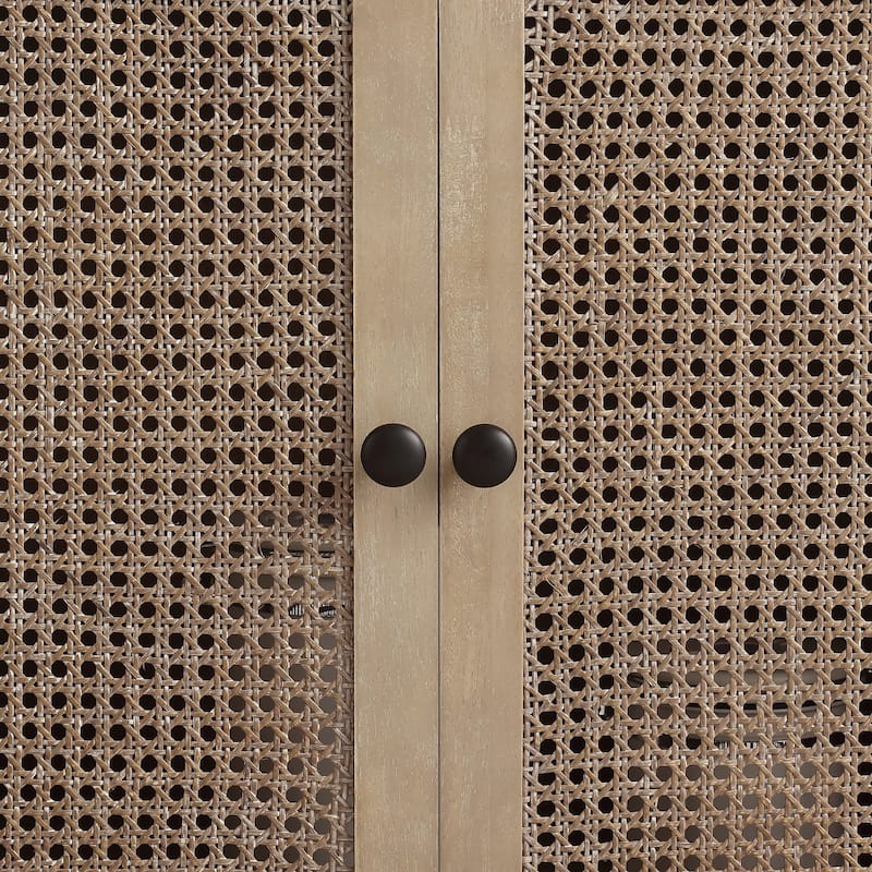 Art Leon Woven Rattan Wicker Accent Cabinet