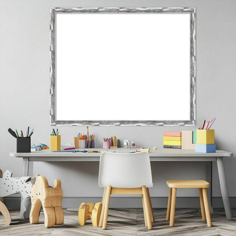 Amanti Art Scratched Wave Chrome Framed Dry Erase Magnetic Board