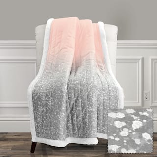 Lush Decor Glitter Ombre Metallic Print Sherpa Throw Blanket