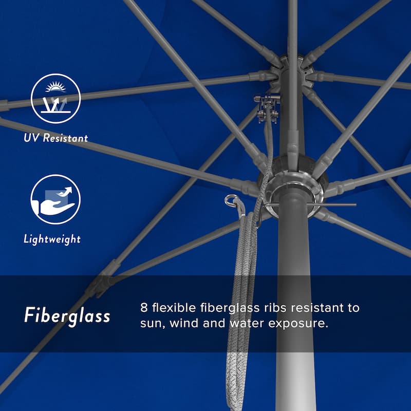 California Umbrella 11' Venture Series Patio Umbrella, Silver Aluminum Pole Fiberglass Ribs Pulley Lift Sunbrella