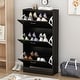 preview thumbnail 11 of 15, 23.6"W Trendy Shoe Storage Cabinet with 3 Large Fold-Out Drawers