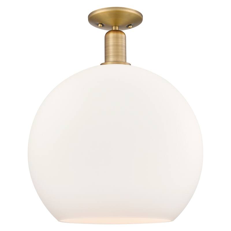 Innovations Lighting 716-1C-19-14 Athens Semi-Flush Athens 14" Wide - Brushed Brass / Matte White