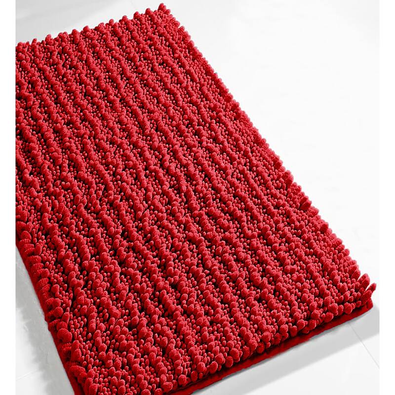 36"x24" - Red Soft Cozy Plush Chenille Bath Mat Bathroom Rug
