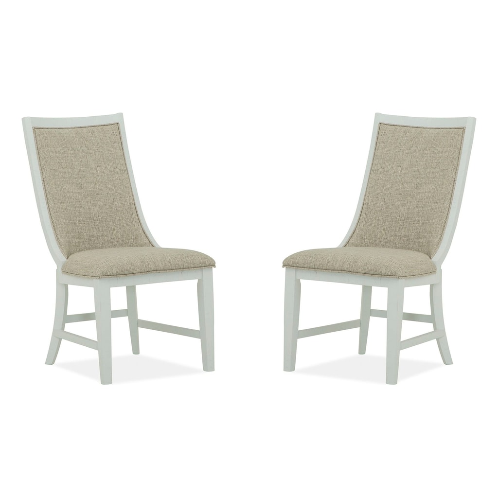 Magnussen Home Heron Cove Chalk White And Dovetail Grey Upholstered Host Chair Two Pack - 21.5''W x 27.13''D x 42''H
