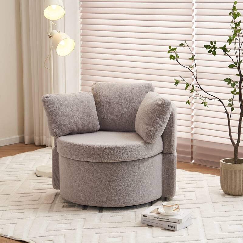Modern Swivel Storage Chair With Back Cushion For Living Room