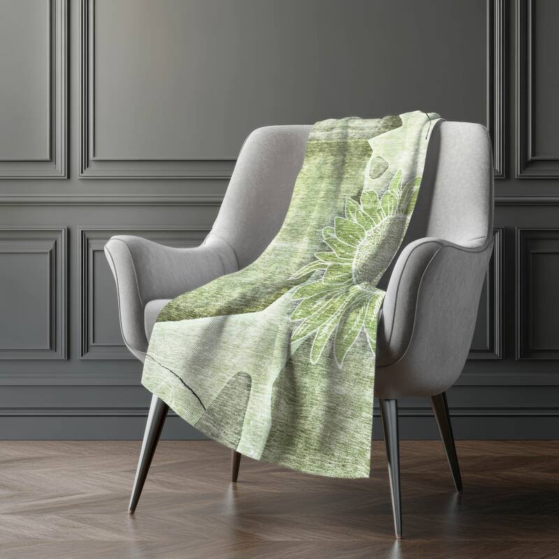 Premium Machine Washable Abstract Floral Sherpa Throw Blanket