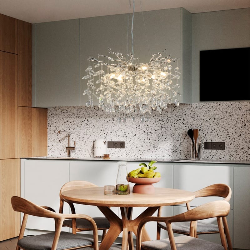 KAYLA 23.6" 9-Lights Gold Luxury Crystal Globe Chandelier, Modern Branch Chandelier for Dinning Room, Kitchen, Living Room