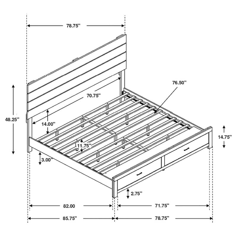 Brantford Farmhouse 2-drawer Wood Storage Panel Bed