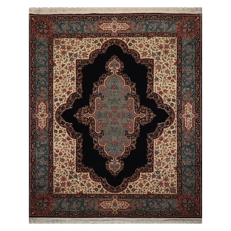 8x10 Hand Knotted Wool Pande Cameron Kerman Persian 300 KPSI Area Rug - 8' x 10'