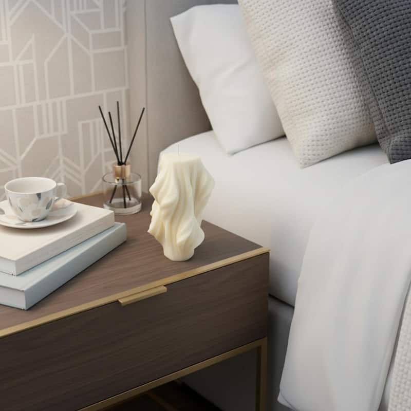 4" White Vanilla Scented Dimensional Twist Candle - White