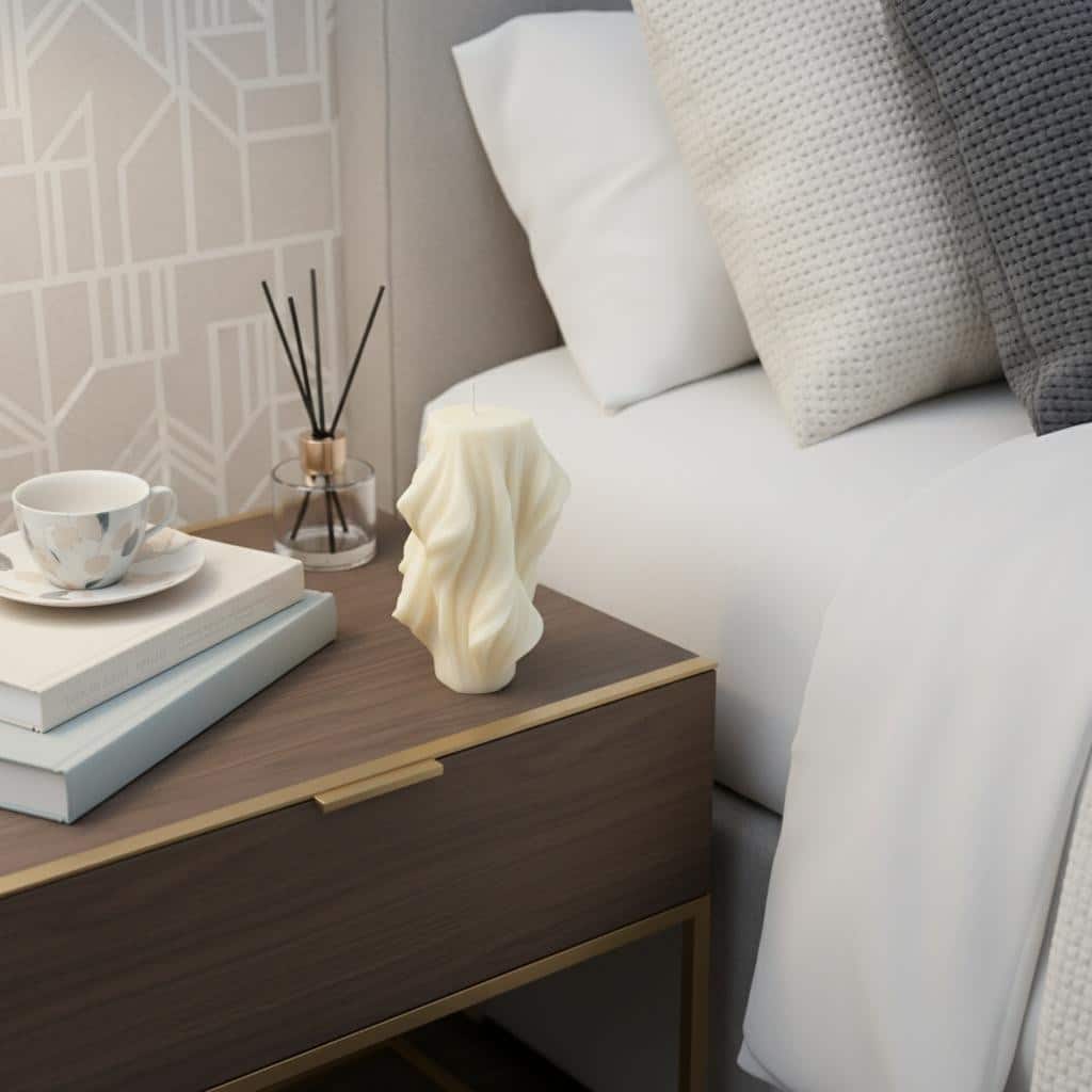 4" White Vanilla Scented Dimensional Twist Candle