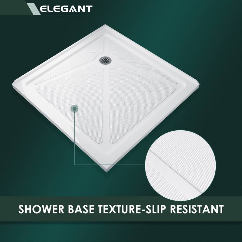 Elegant Square Shower Base in White Corner Drain Anti-slip Acrylic 36“x36"x3" Shower Pan - 36"x36"x3"