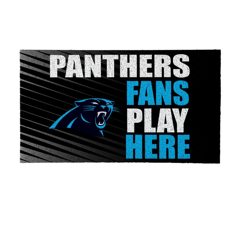 28 in. x 16 in. Carolina Panthers "Fans Play Here" PVC Door Mat