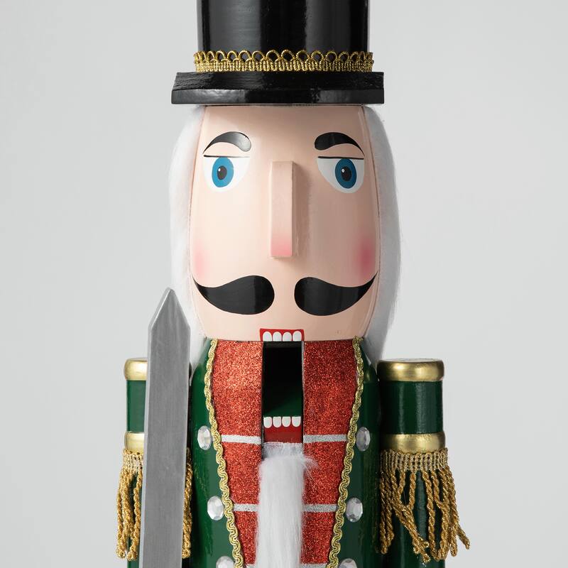 Glitzhome 42"H Large Size Christmas Wooden King & Soldier Nutcracker Set Xmas Figurine Decor for Indoor Outdoor