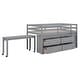 preview thumbnail 32 of 34, Wooden Loft Bed with Retractable Writing Desk and 4 Drawers, Lateral Portable Desk and Shelves