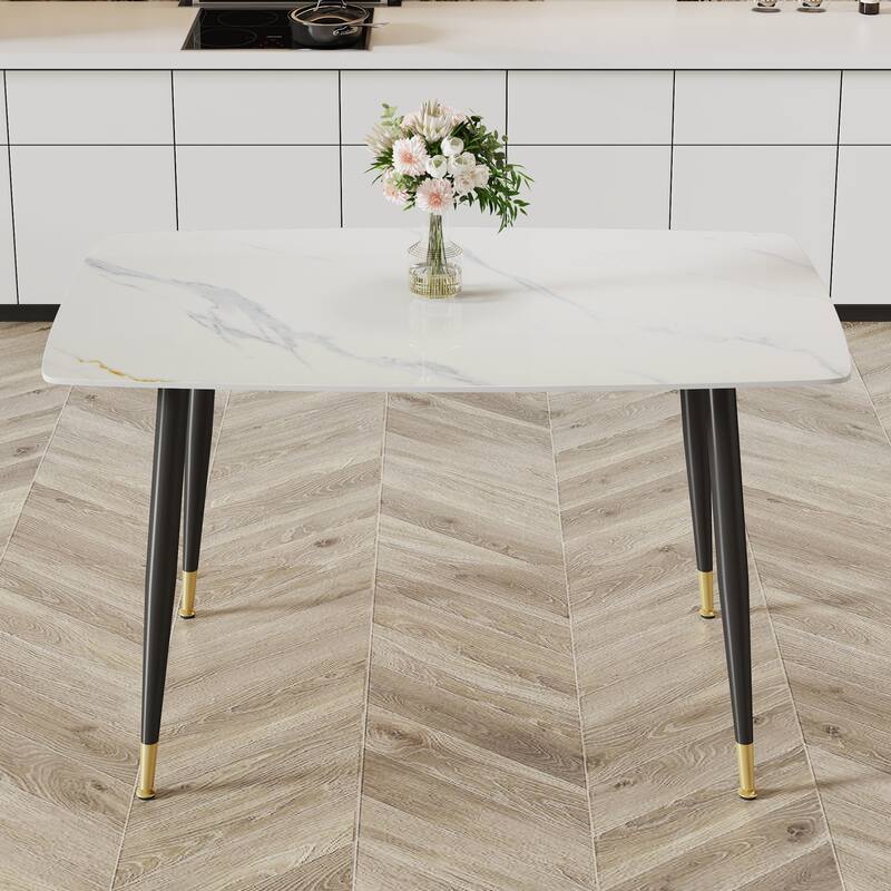 Modern Living Room Exquisite Simple Dining Table Imitation Marble Sintered Stone Countertop Kitchen Dining Table