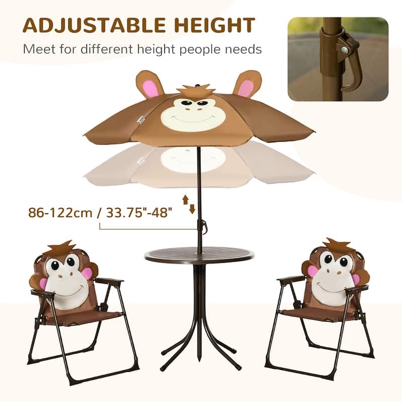 Kids Outdoor Table and Chair Set with Adjustable Umbrella and Steel Frame for Comfortable Seating