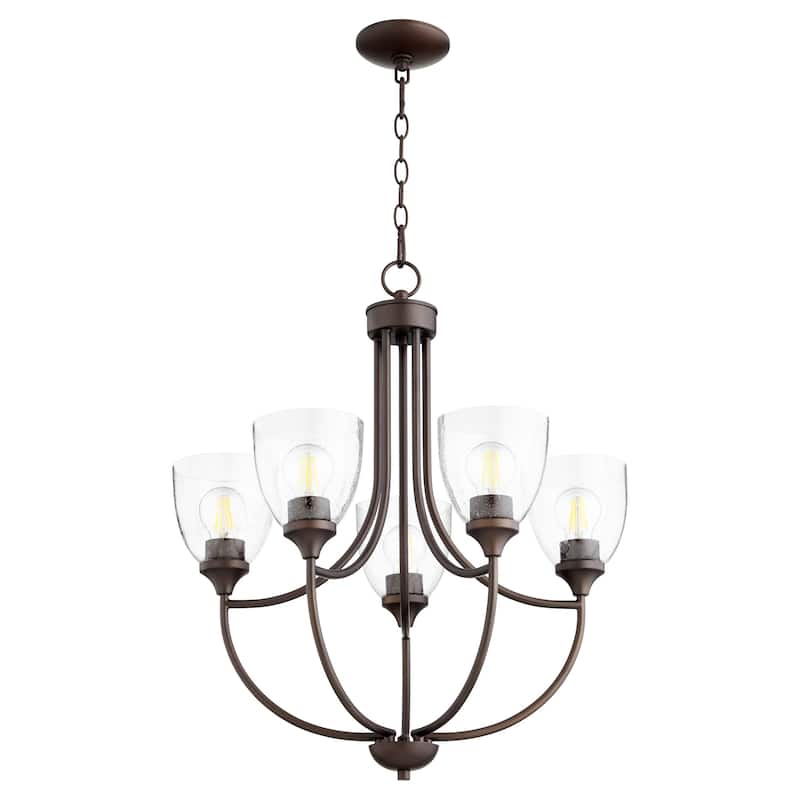 Quorum International Enclave 5 Light 24" Wide Chandelier - Oiled Bronze / Clear Seeded