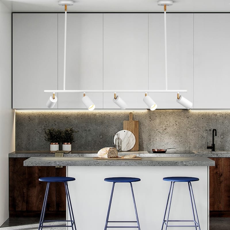 5-Light Modern Farmhouse Linear Swivel Track Lighting Spotlight for Kitchen Island