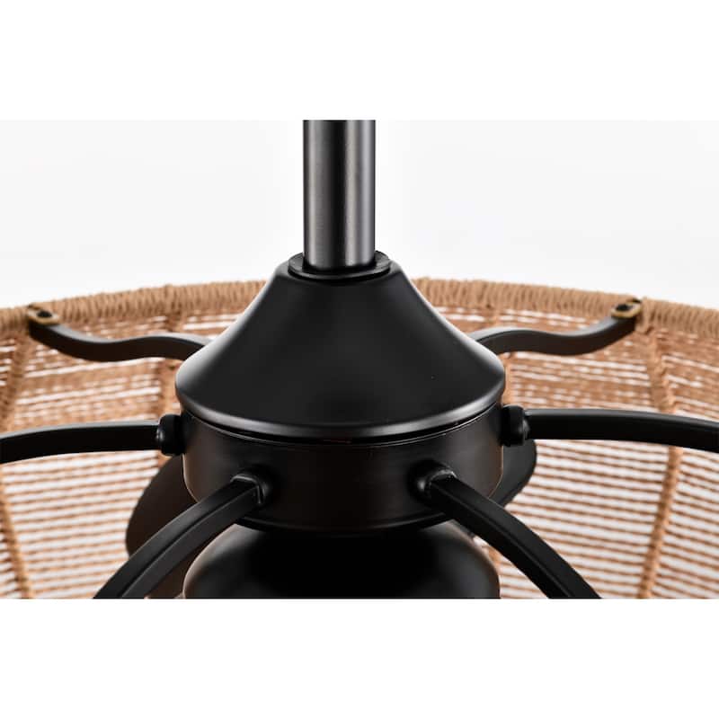 Akasha 28 Inch Rattan Rope Fandelier 6 Light with Remote (Color Optional)