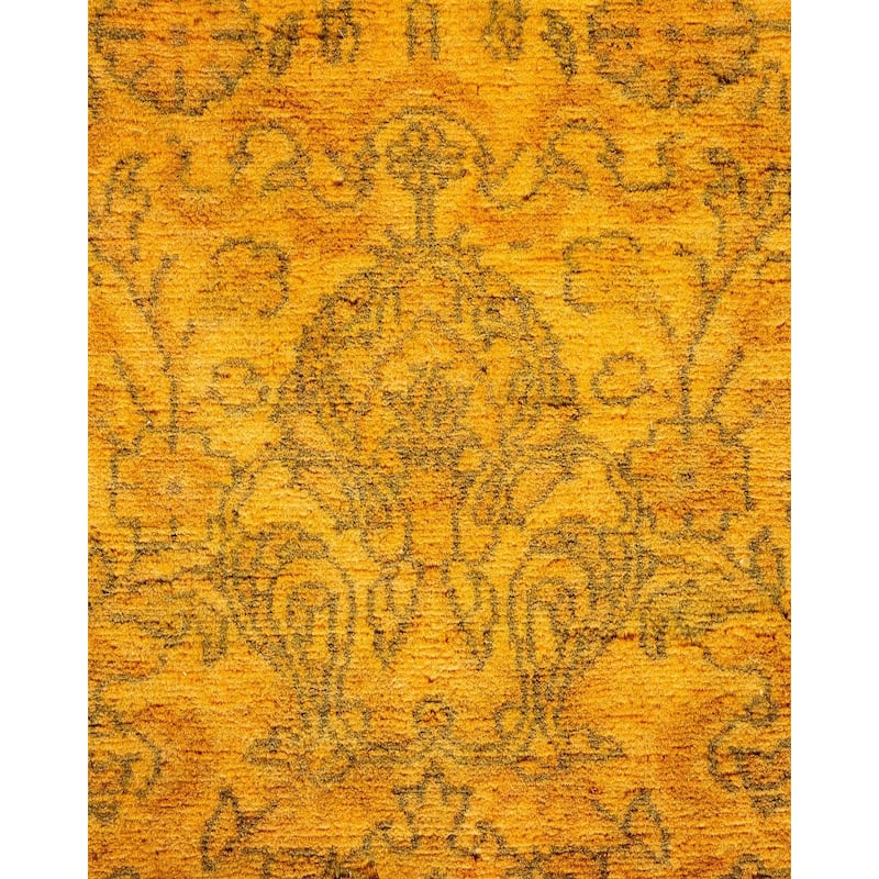 Overton Hand Knotted Wool Vintage Inspired Modern Contemporary Overdyed Gold Area Rug - 6' 2" x 9' 2"