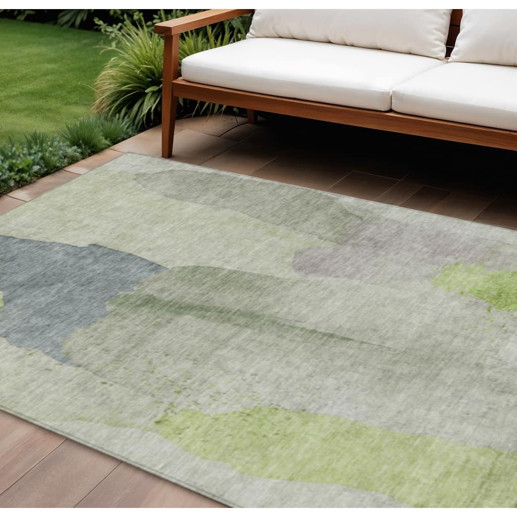 HomeRoots Abstract Transitional Rectangle Outdoor Rug