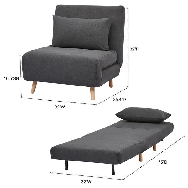 dimension image slide 6 of 9, Tustin Upholstered Convertible Lounge/ Sleeper Chair