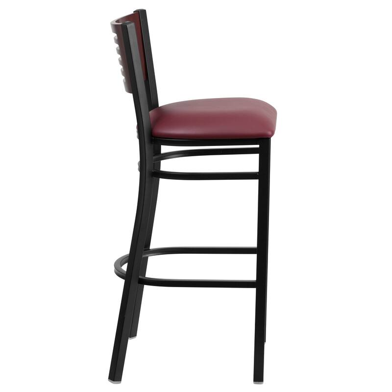 2 Pk. Hercules Series Decorative Slat Back Metal Restaurant Barstool - 19.75"W x 20"D x 43"H - 19.75"W x 20"D x 43"H