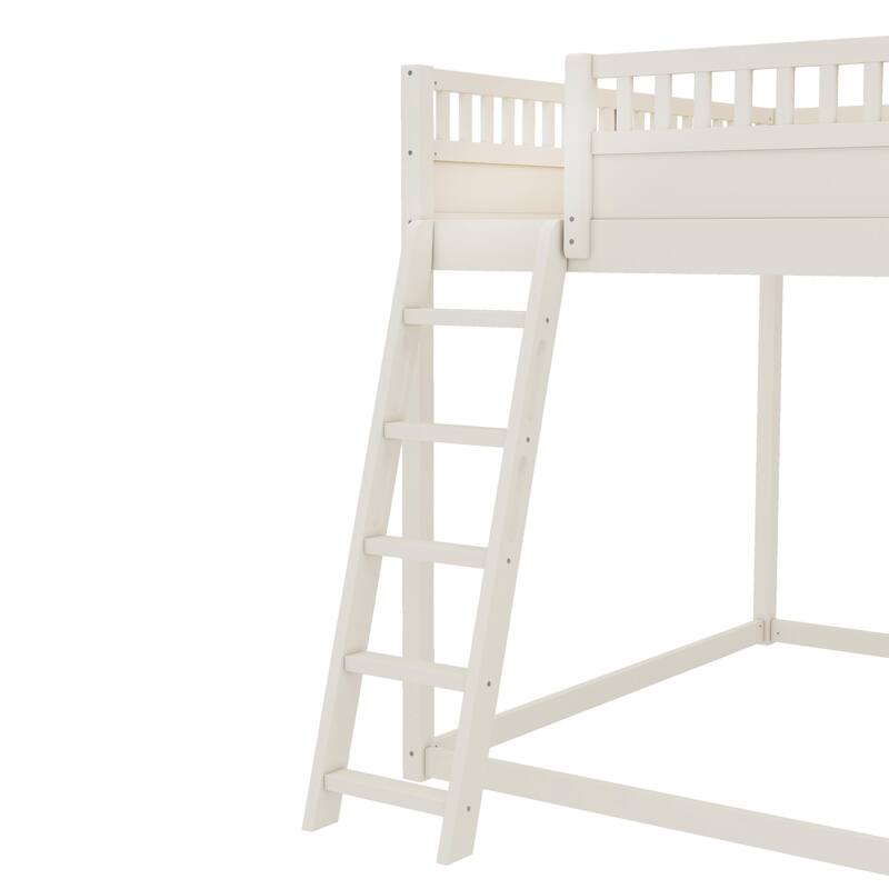 Minimalist Wood Loft Bed Frame with Upholstered Headboard, Storage Open Shelves, Safety Guardrails, Ladder and Slide for Kids