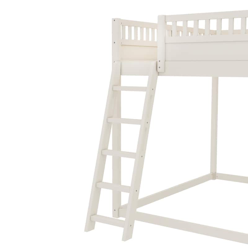 Queen/Full Loft Bed with Upholstered Headboard, Storage & Slide