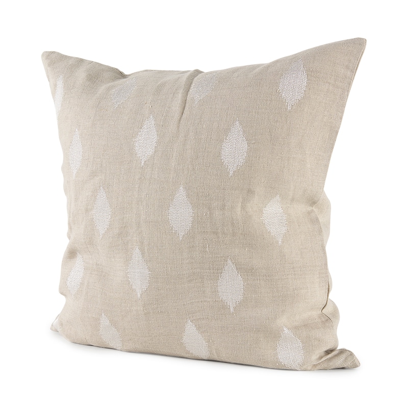 Enya 13L x 21W Beige and Cream Fabric Patterned Decorative Pillow Cover - Pillow Covers - 18.0L x 18.0W x 0.2H - Beige - Single