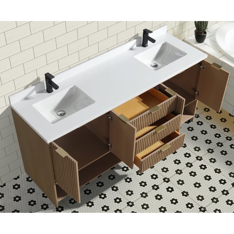 Ari Bath San Diego 72" Freestanding Bathroom Vanity Oak