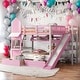 preview thumbnail 51 of 64, Elegant Full Over Full Bunk Bed With 2 Drawers,3 Shelves and Slide,Sturdy Frame,s Pink