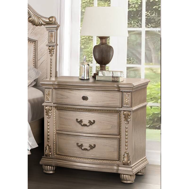 Evelyn Champagne Bedroom Set with Upholstered Headboard