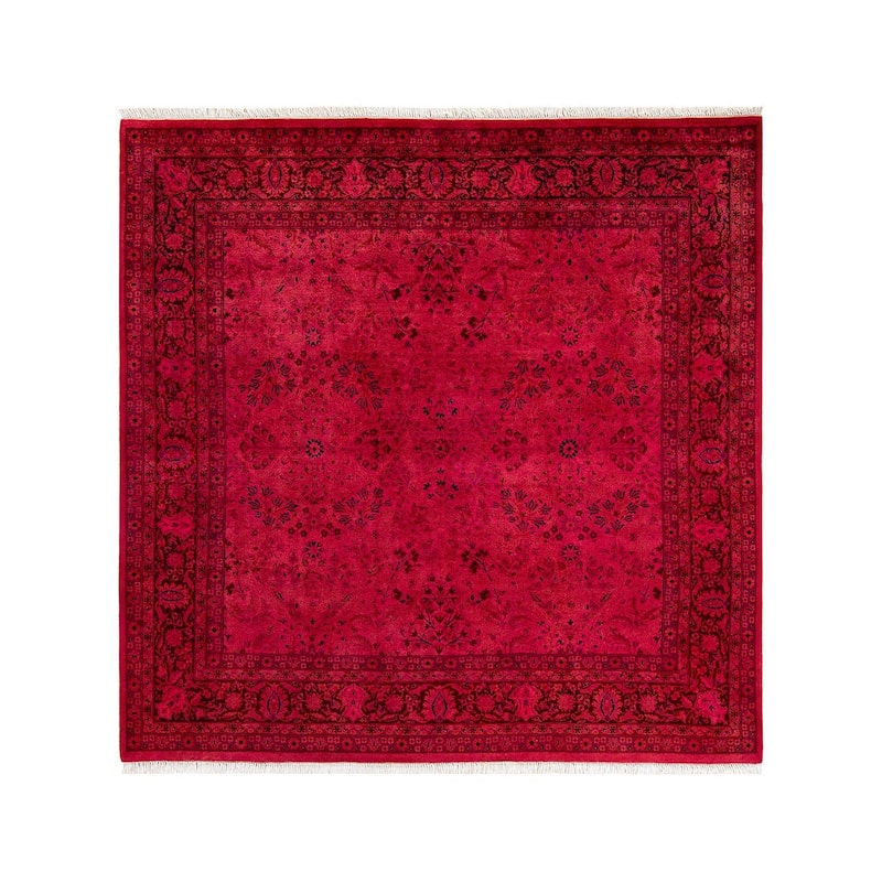 Overton Hand Knotted Wool Vintage Inspired Modern Contemporary Overdyed Pink Square Area Rug - 6' 1" x 6' 2"