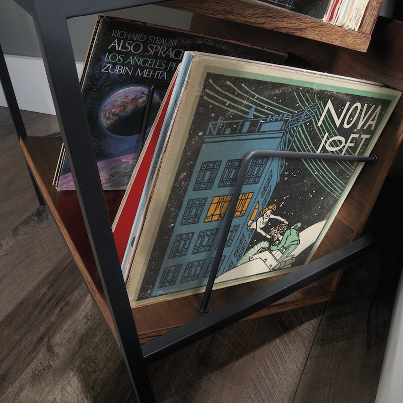 Wood Accent Storage with Tilted Shelves - 25.12" W x 18.50" D x 36.81" H