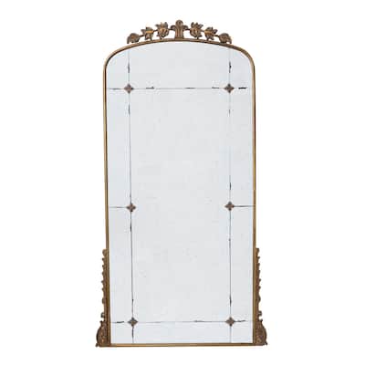 Elk 76 Inch Floor Mirror, Antique Gold Curved Arch Metal Frame, Baroque