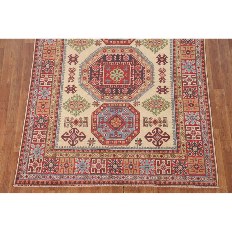 Kazak Area Rug Handmade Living Room Wool Carpet - 4'10" x 6'8"